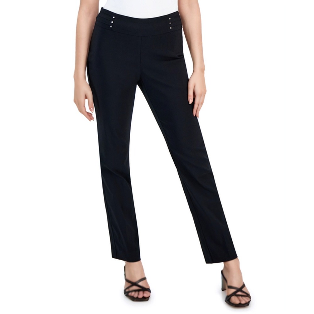 JM Collection Core Pant Womens Petite PM Black Slim Leg Tummy Control Minimalist